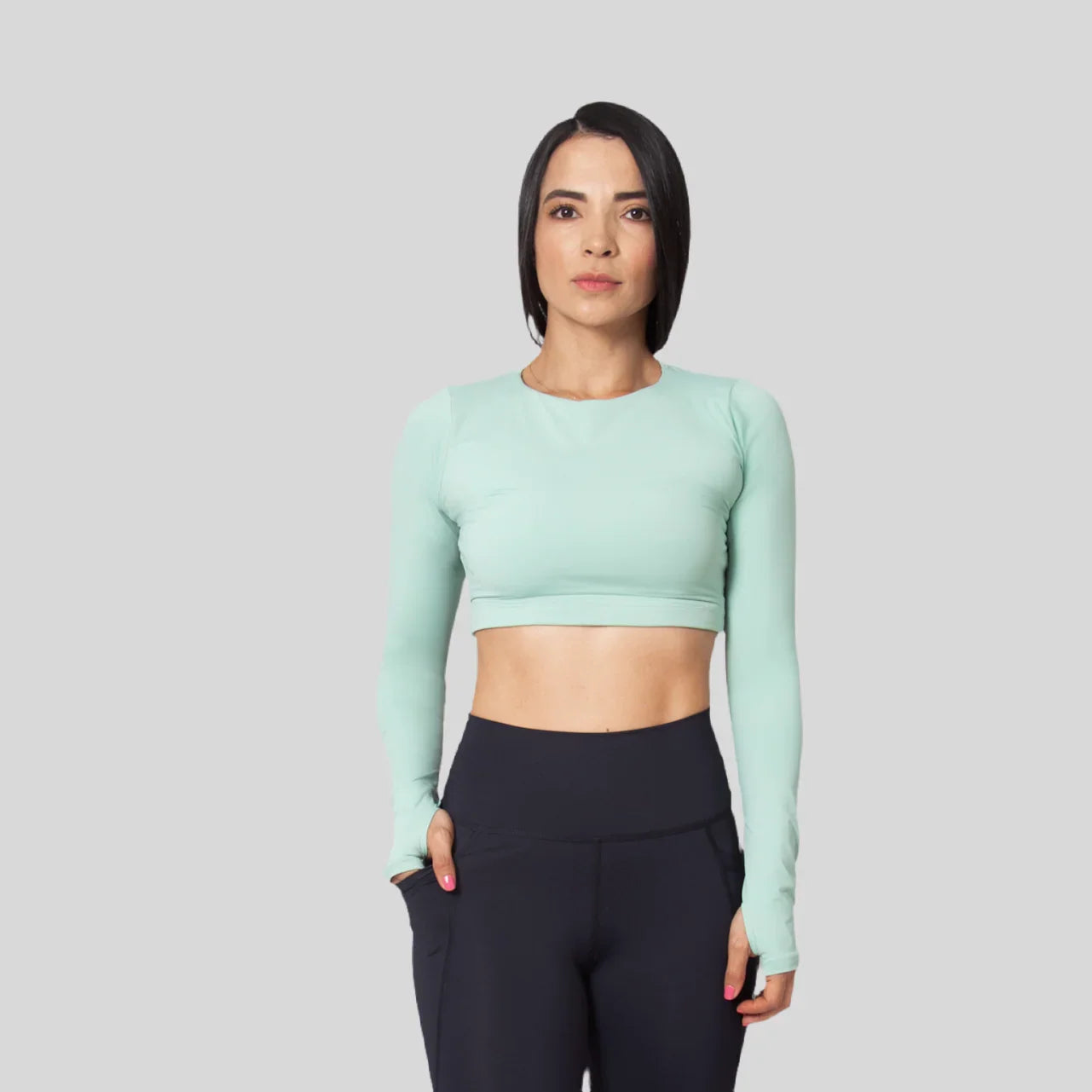 Crop top deportivo manga larga con agujero para el dedo 7K Sport Wear