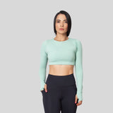 Crop top deportivo manga larga con agujero para el dedo