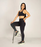 Legging deportivo para mujer con pretina alta negro