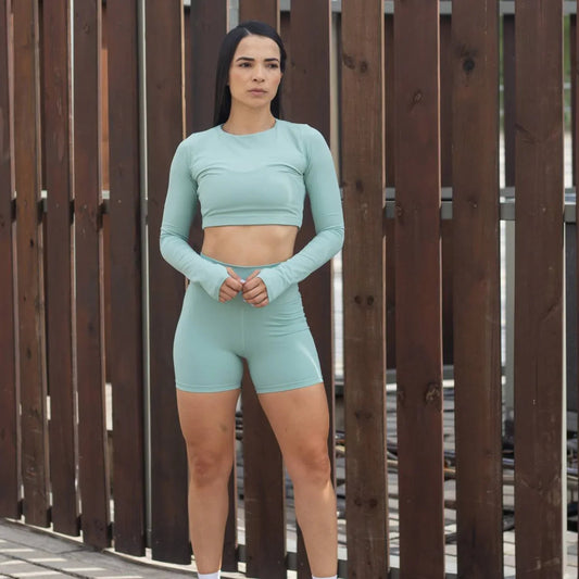 Crop top deportivo manga larga con agujero para el dedo 7K Sport Wear