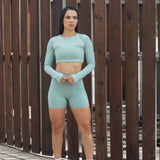 Crop top deportivo manga larga con agujero para el dedo 7K Sport Wear