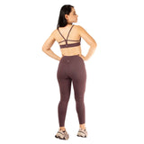 Leggins deportivos sin costura frontal púrpura