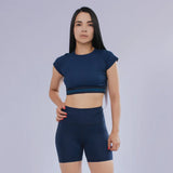 CROP TOP CUELLO REDONDO MANGA CORTA PARA MUJER