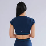 CROP TOP CUELLO REDONDO MANGA CORTA PARA MUJER