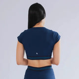 CROP TOP CUELLO REDONDO MANGA CORTA PARA MUJER 7K Sport Wear