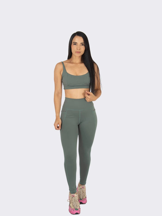 Leggins deportivo bolsillo lateral Verde Oliva 7K Sport Wear
