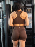Top Deportivo Para Mujer con Soporte Medio Color Chocolate 7K Sport Wear