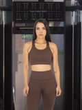 Top Soporte Alto con Espalda Cruzada y Doble Forro Chocolate 7K Sport Wear