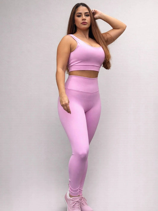 Set Top Soporte Alto con Escote en la Espalda + Leggins Tiro Alto con Control Abdomen 7K Sport Wear