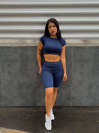 CROP TOP CUELLO REDONDO MANGA CORTA PARA MUJER 7K Sport Wear