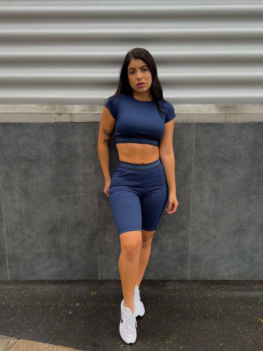 CROP TOP CUELLO REDONDO MANGA CORTA PARA MUJER 7K Sport Wear