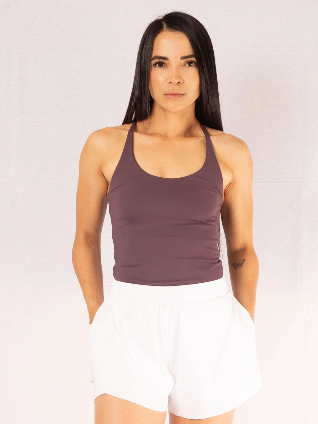 Crop Top Con Tirantes en la Espalda Color Púrpura 7K Sport Wear