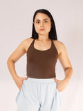 Crop Top Con Tirantes en la Espalda Color Chocolate 7K Sport Wear