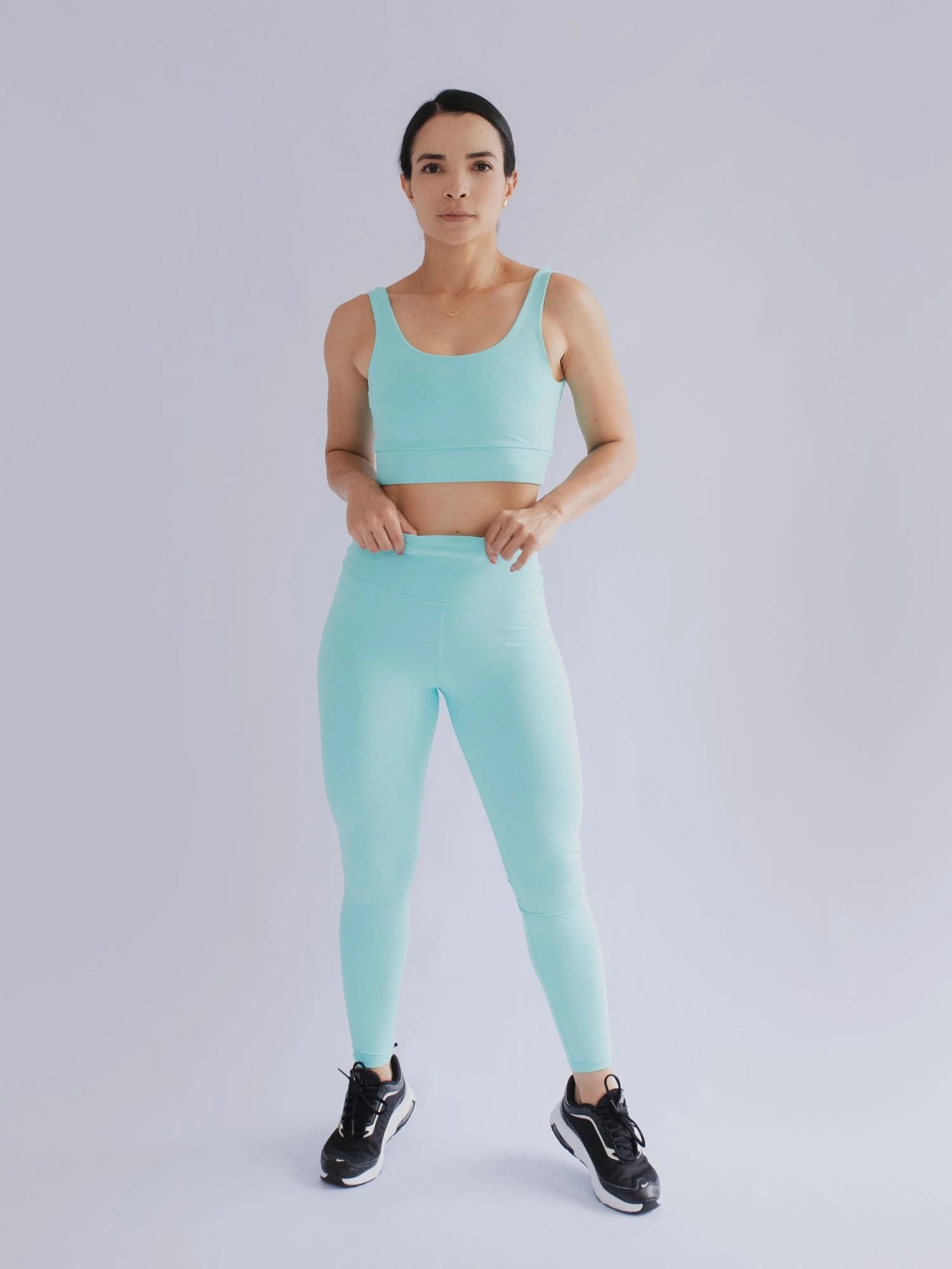 Leggins deportivo para mujer con pretina alta verde agua 7K Sport Wear