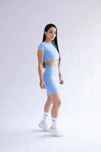 CROP TOP CUELLO REDONDO MANGA CORTA PARA MUJER 7K Sport Wear