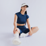 CROP TOP CUELLO REDONDO MANGA CORTA PARA MUJER