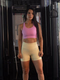 Short Deportivo Tiro Alto con Control Abdomen y Realce de Glúteo Color Amarillo