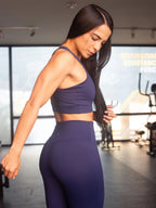 Leggins deportivo sin costura frontal azul oscuro 7K Sport Wear