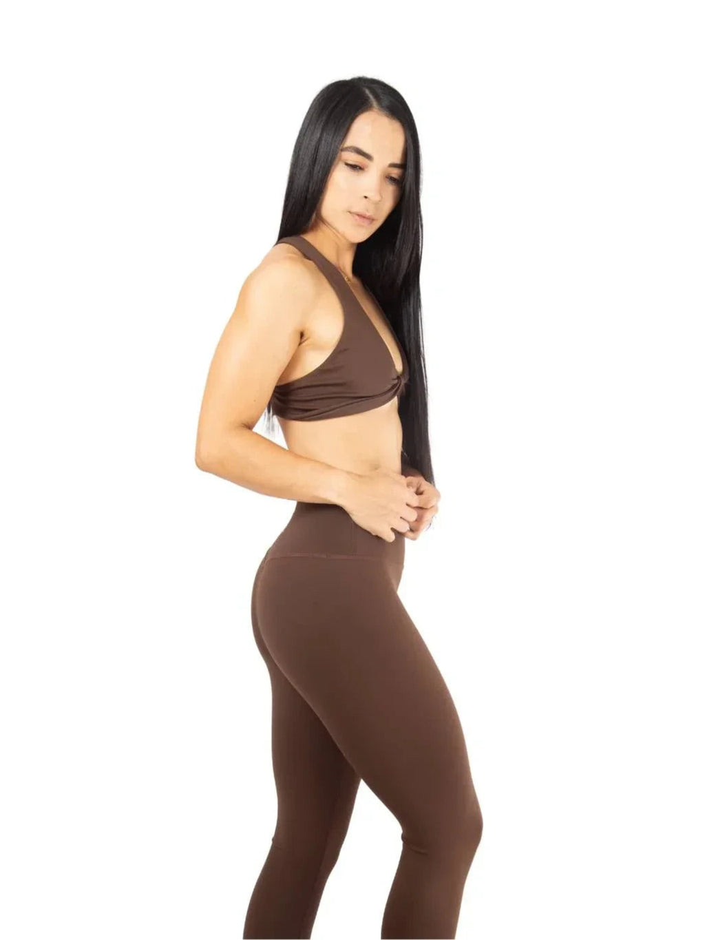 Leggins deportivo sin costura frontal chocolate 7K Sport Wear