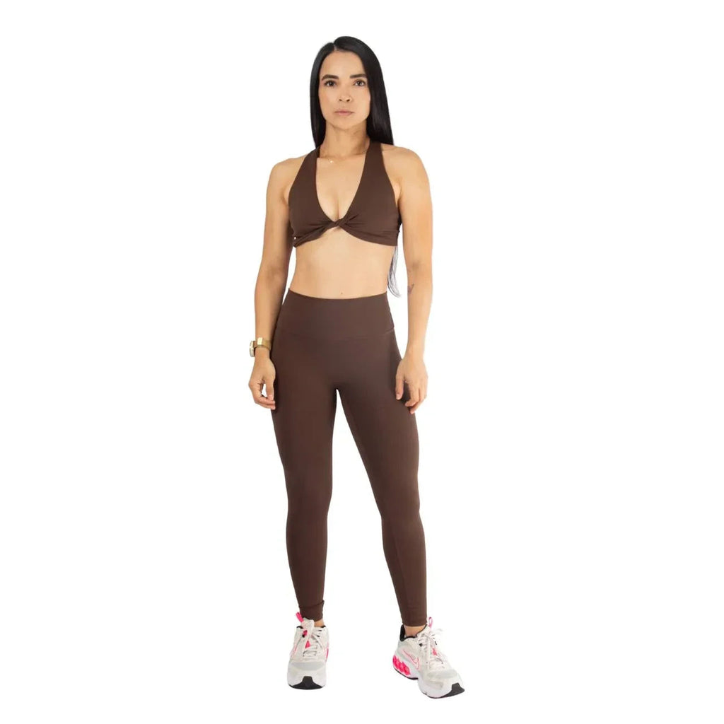 Leggins deportivo sin costura frontal chocolate 7K Sport Wear
