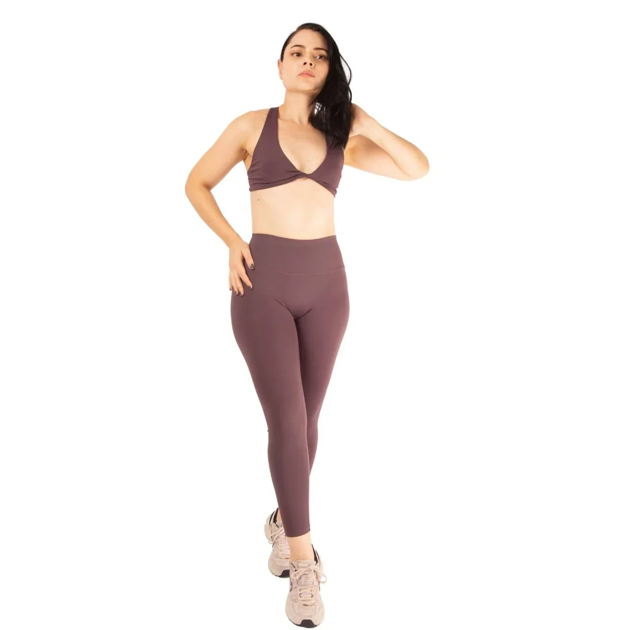 Leggins deportivos sin costura frontal púrpura 7K Sport Wear