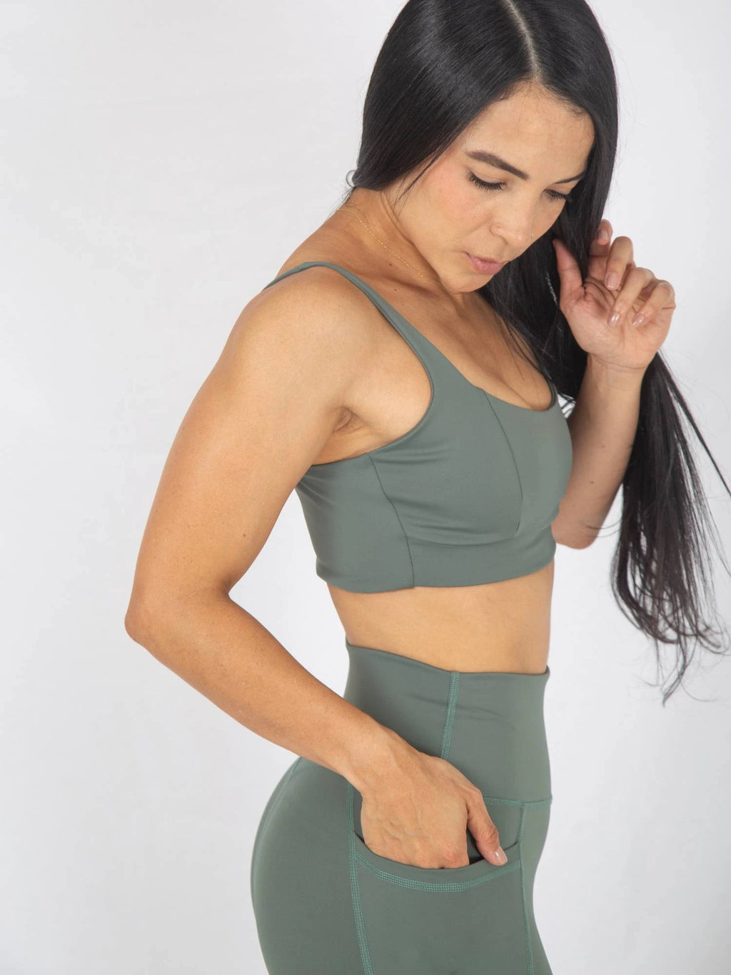 Leggins deportivo bolsillo lateral Verde Oliva 7K Sport Wear