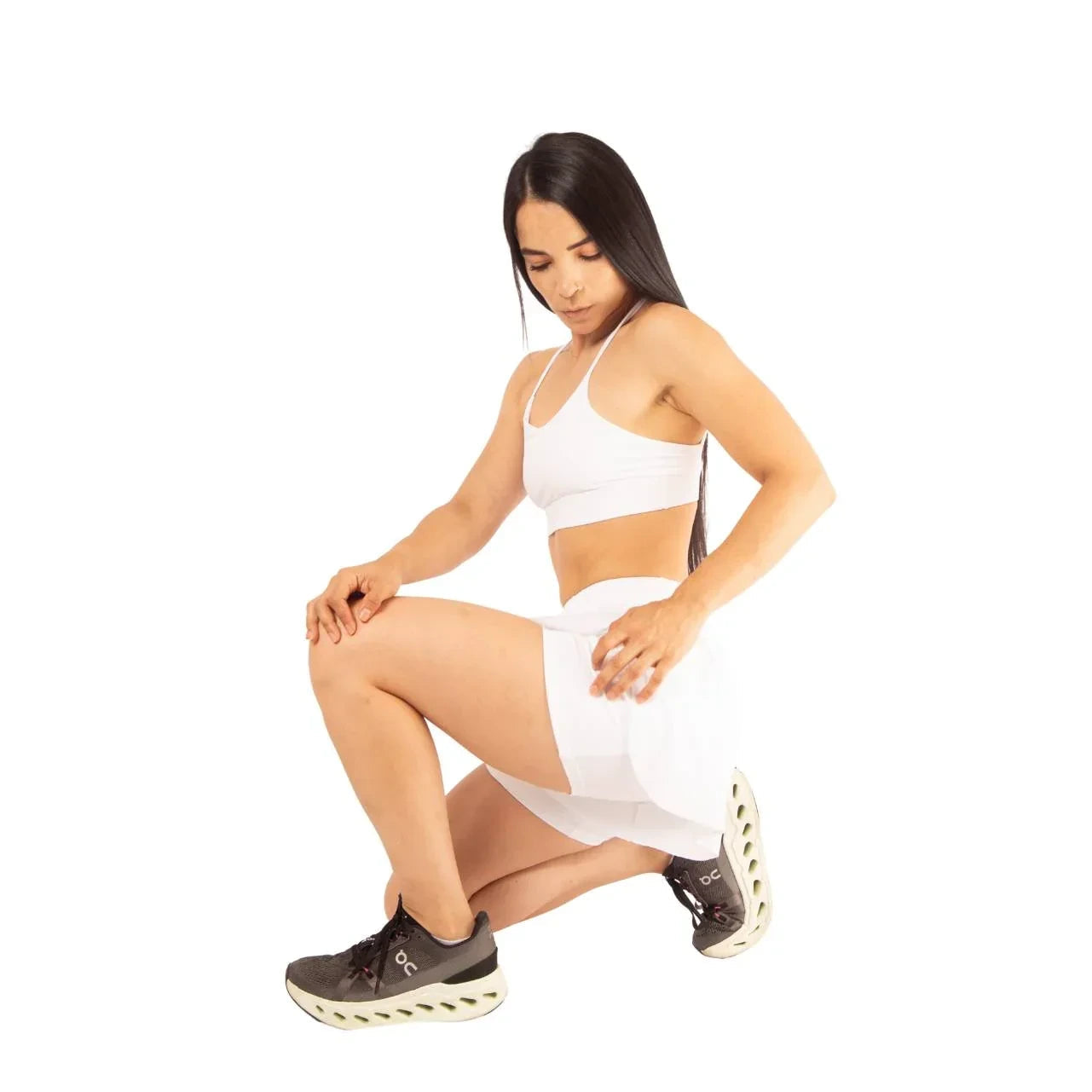 Pantaloneta con bolsillo running blanca 7K Sport Wear