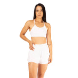 Pantaloneta con bolsillo running blanca 7K Sport Wear