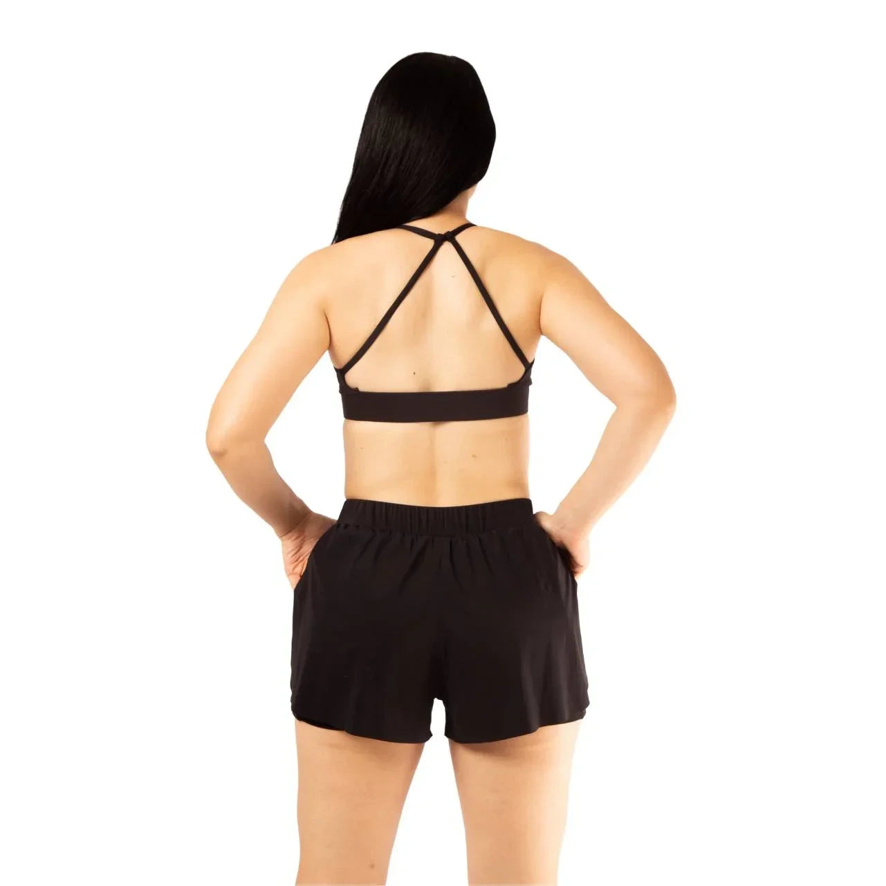 Pantaloneta con bolsillo running negra 7K Sport Wear