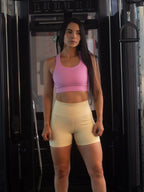 Short Deportivo Tiro Alto con Control Abdomen y Realce de Glúteo Color Amarillo 7K Sport Wear