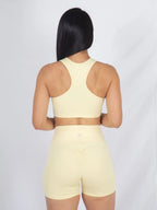 Short Deportivo Tiro Alto con Control Abdomen y Realce de Glúteo Color Amarillo 7K Sport Wear