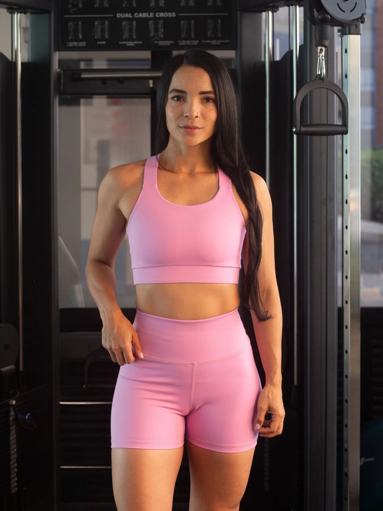 Short Deportivo Tiro Alto con Control Abdomen y Realce de Glúteo Color Rosado 7K Sport Wear