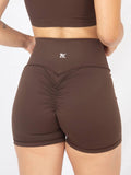Short Deportivo Tiro Alto con Control Abdomen y Realce de Glúteo Color Chocolate 7K Sport Wear