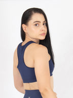 Top Deportivo Para Mujer con Soporte Medio Color Azul Oscuro 7K Sport Wear