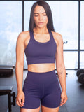 Top Soporte Alto con Espalda Cruzada y Doble Forro Azul 7K Sport Wear