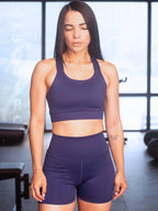 Top Soporte Alto con Espalda Cruzada y Doble Forro Azul 7K Sport Wear