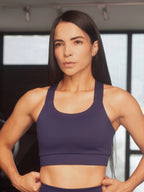 Top Soporte Alto con Espalda Cruzada y Doble Forro Azul 7K Sport Wear