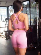 Top Soporte Alto con Espalda Cruzada y Doble Forro Rosado 7K Sport Wear