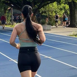 Top deportivo largo a la cintura Verde menta 7K Sport Wear